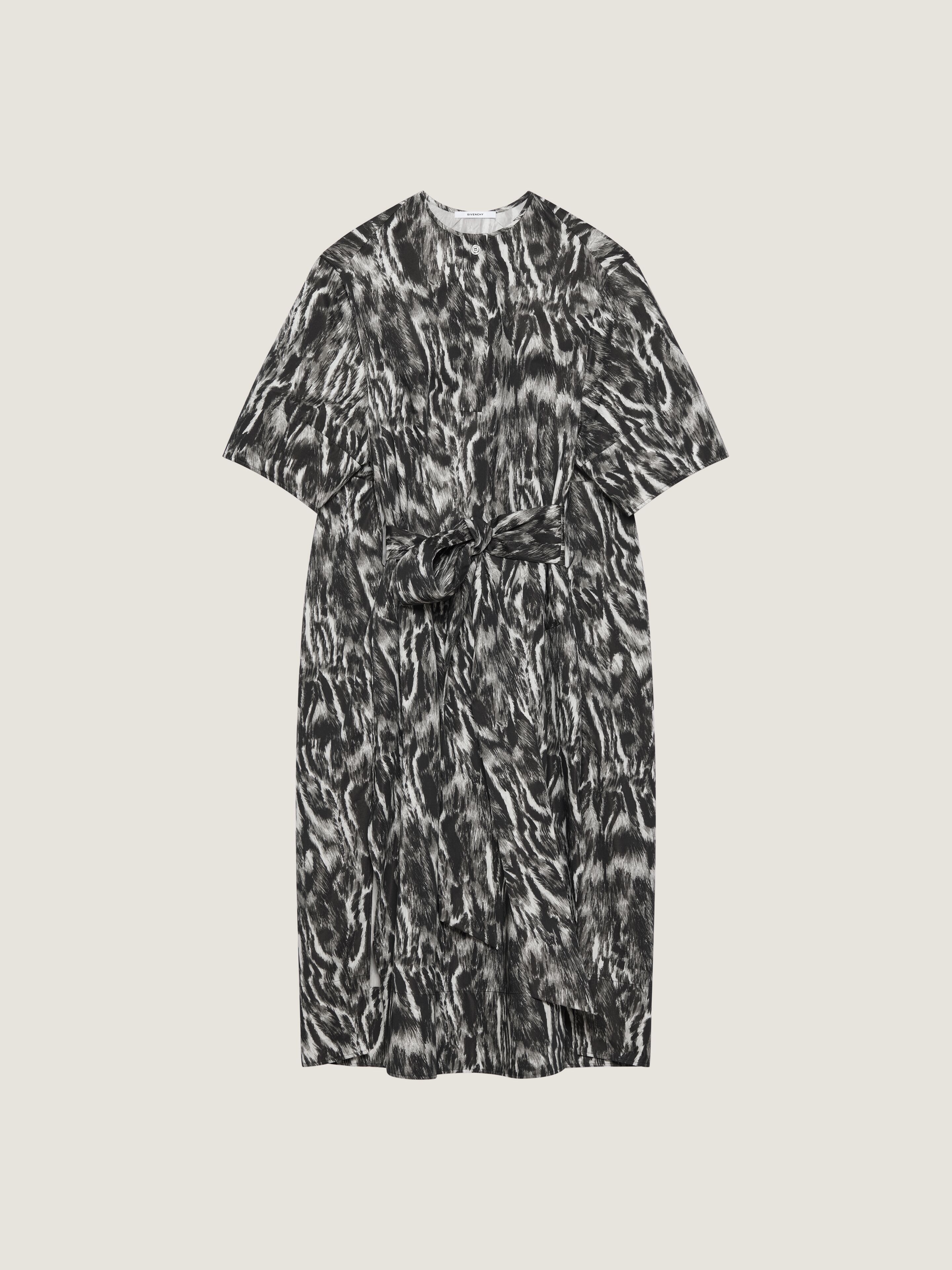 Cocoon dress in cotton with animal print